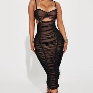 Mesh Black and Nude Midi Dress 🖤